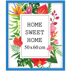 Ramka na zdjęcia 50x60 cm, drewniana w kolorze niebieskim