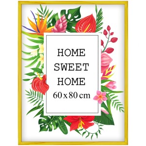 Ramka na zdjęcia 60x80 cm, drewniana w kolorze żółtym