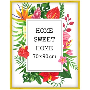 Ramka na zdjęcia 70x90 cm, drewniana w kolorze żółtym