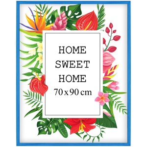 Ramka na zdjęcia 70x90 cm, drewniana w kolorze niebieskim