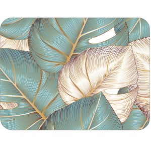 Twarda podkładka korkowa z nadrukiem w rozmiarze 30x40 cm - Golden Monstera