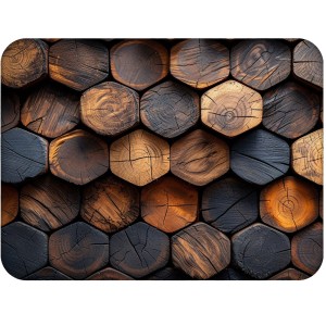 Twarda podkładka korkowa z nadrukiem w rozmiarze 30x40 cm - Wooden Hexagons