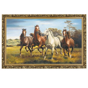 Obraz w złotej ramie Makówka w rozmiarze 60x100 cm - Konie II, Marian Kaszuba