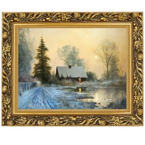 Obraz w złotej ramie Makówka w rozmiarze 30x40 cm - Zima, M. Lorens