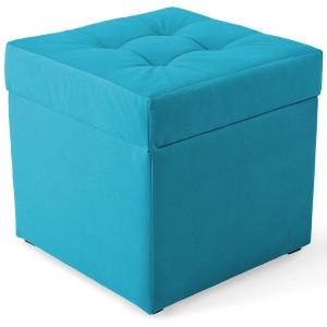 Nowoczesna otwierana pufa 45x45  w kolorze niebieskim