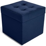 Nowoczesna otwierana pufa 45x45 cm w kolorze granatowym