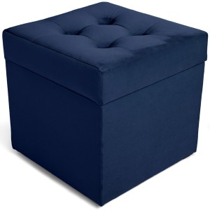 Nowoczesna otwierana pufa 45x45 cm w kolorze granatowym