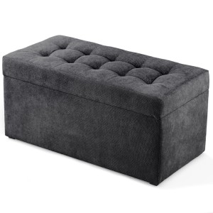 Nowoczesna otwierana pufa 45x90 cm w kolorze grafitowym