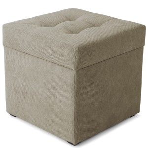 Nowoczesna otwierana pufa 45x45 cm w kolorze szaro-zielonym