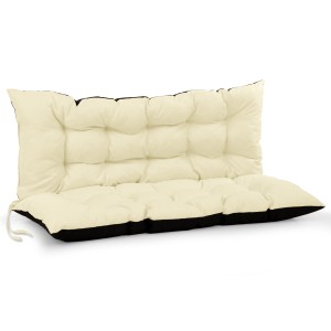 Wodoodporna poduszka ogrodowa 100 x 120 cm na ławkę, huśtawkę - kolor kremowy