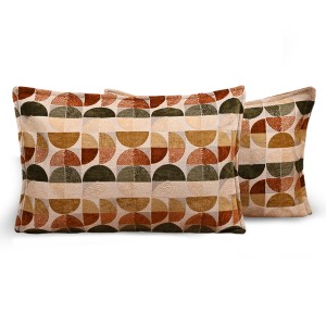 Poszewka z geometrycznym wzorem 40 x 80 cm w kolorze beżowo-pomarańczowym