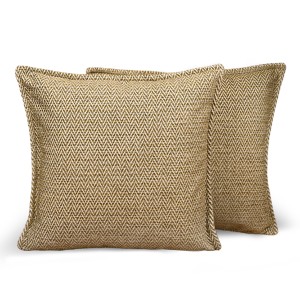 Poszewka ze wzorem w jodełkę 30 x 30 cm w kolorze żółtym