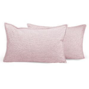 Poszewka ze wzorem w jodełkę 40 x 80 cm w kolorze różowym