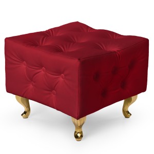 Czerwona pufa pikowana z eko-skóry ze złotymi nogami