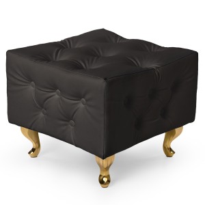 Ciemnoszara pufa pikowana z eko-skóry ze złotymi nogami