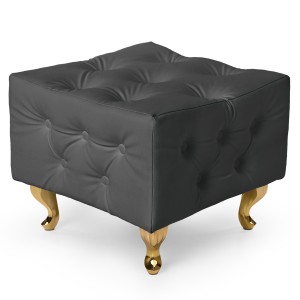 Szara pufa pikowana z eko-skóry ze złotymi nogami