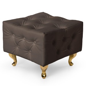 Szara pufa pikowana z eko-skóry ze złotymi nogami