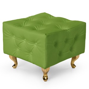 Zielona pufa pikowana z eko-skóry ze złotymi nogami