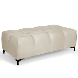 Pikowana pufa welurowa 63 x 121 cm w kolorze ecru