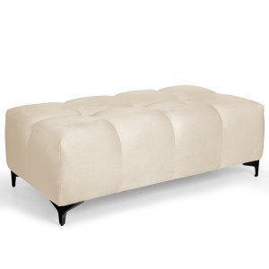 Pikowana pufa welurowa 63 x 121 cm w kolorze beżowym