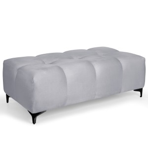 Pikowana pufa welurowa 63 x 121 cm w kolorze jasnoszarym