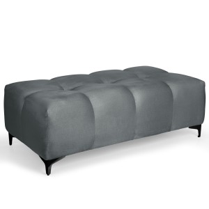 Pikowana pufa welurowa 63 x 121 cm w kolorze szarym