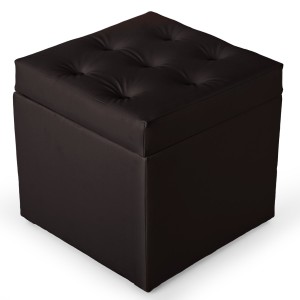 Pufa z eko-skóry ze schowkiem 50 x 50 cm w kolorze ciemnobrązowym
