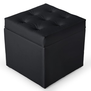 Pufa z eko-skóry ze schowkiem 50 x 50 cm w kolorze grafitowym