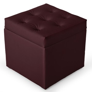 Pufa z eko-skóry ze schowkiem 50 x 50 cm w kolorze bordowym