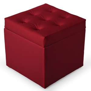 Pufa z eko-skóry ze schowkiem 50 x 50 cm w kolorze czerwonym