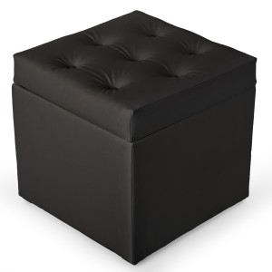 Pufa z eko-skóry ze schowkiem 50 x 50 cm w kolorze ciemnoszarym