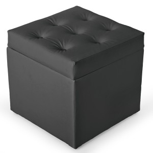 Pufa z eko-skóry ze schowkiem 50 x 50 cm w kolorze szarym