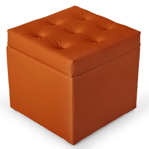 Pufa z eko-skóry ze schowkiem 50 x 50 cm w kolorze pomarańczowym