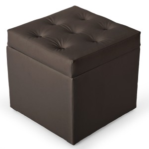 Pufa z eko-skóry ze schowkiem 50 x 50 cm w kolorze szarym