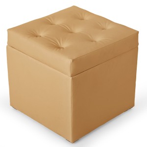 Pufa z eko-skóry ze schowkiem 50 x 50 cm w kolorze beżowym