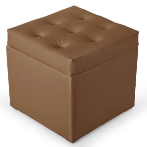 Pufa z eko-skóry ze schowkiem 50 x 50 cm w kolorze brązowym
