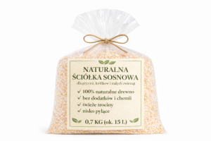 Trociny sosnowe, ściółka dla gryzoni, królików i drobiu 0,7 kg (ok. 15 L) - naturalne podłoże, nisko pylące, wiele zastosowań