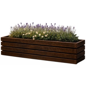 Drewniana, brązowa donica 86 x 22,5 x 21 cm - osłona na kwiaty, podłużna skrzynka na balkon, taras i do ogrodu