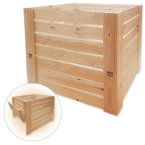 Kompostownik drewniany 80 x 80 cm - skrzynia kompostowa ogrodowa z klapą, naturalne drewno