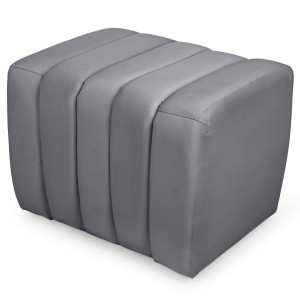 Designerska pufa welurowa 48 x 60 cm w kolorze jasnoszarym