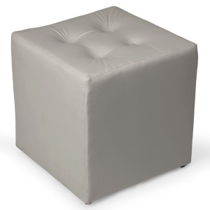 Jasnobeżowa welurowa pufa 41 x 41 cm w formie kostki