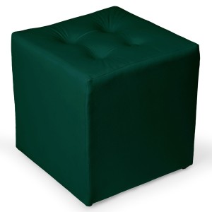 Ciemnozielona welurowa pufa 41 x 41 cm w formie kostki