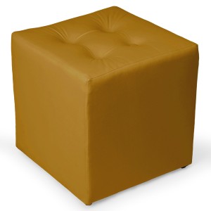 Żółta welurowa pufa 41 x 41 cm w formie kostki