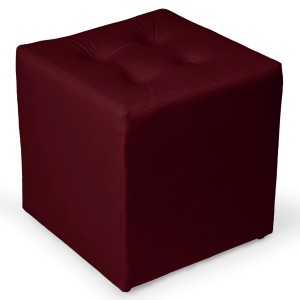 Burgundowa welurowa pufa 41 x 41 cm w formie kostki