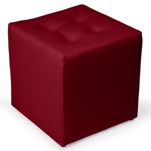 Czerwona welurowa pufa 41 x 41 cm w formie kostki