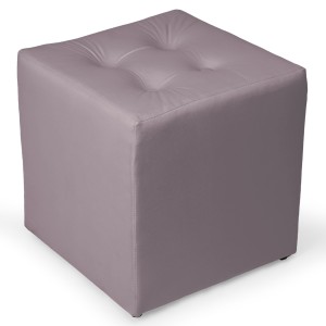 Liliowa welurowa pufa 41 x 41 cm w formie kostki