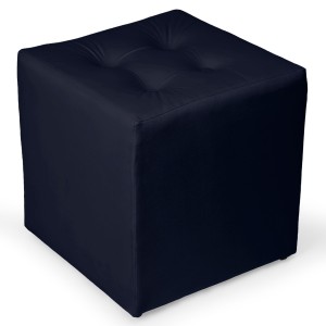 Ciemnogranatowa welurowa pufa 41 x 41 cm w formie kostki