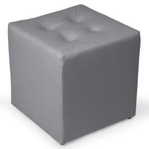 Szara welurowa pufa 41 x 41 cm w formie kostki