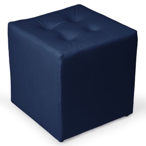 Granatowa welurowa pufa 41 x 41 cm w formie kostki