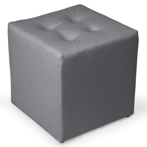 Jasnoszara welurowa pufa 41 x 41 cm w formie kostki